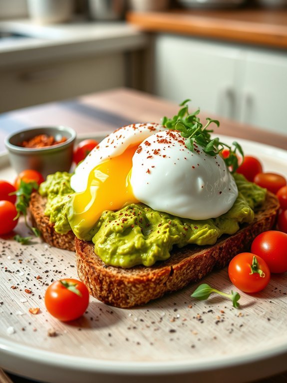 avocado toast topped eggs