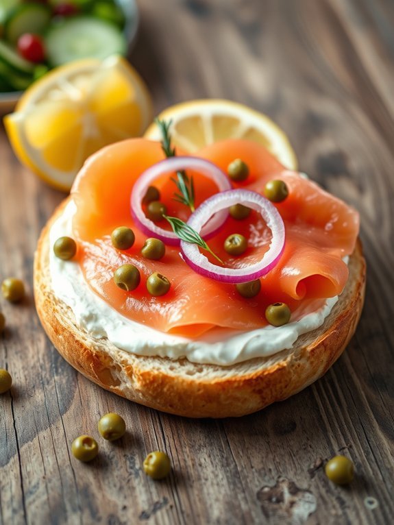 bagel with salmon spread