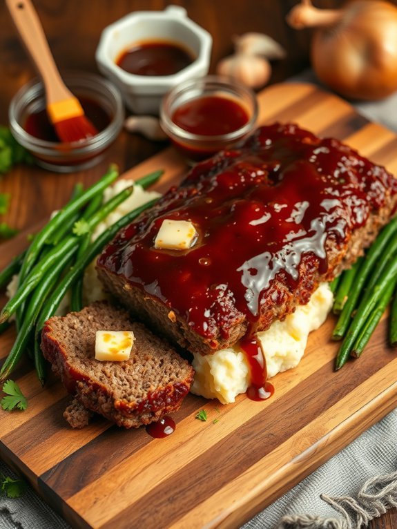 bbq sauce topped meatloaf