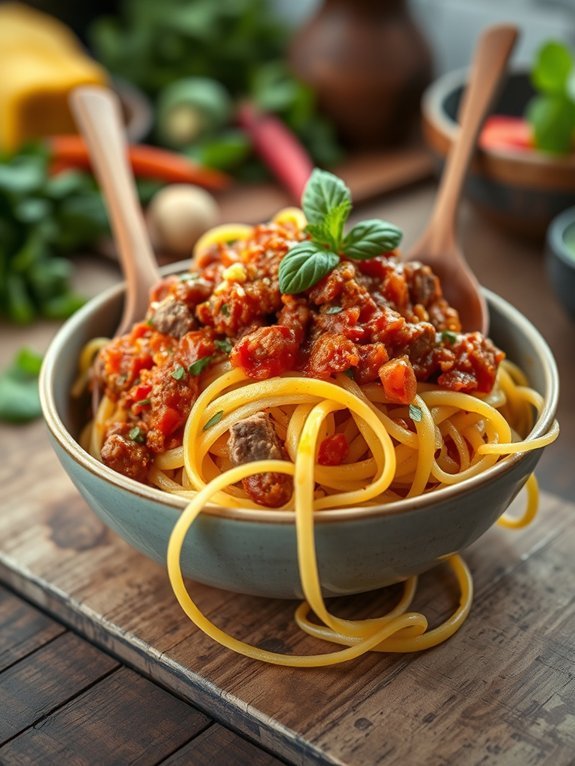 bolognese sauce with spaghetti squash