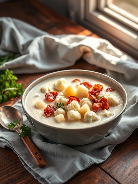 cauliflower based clam chowder