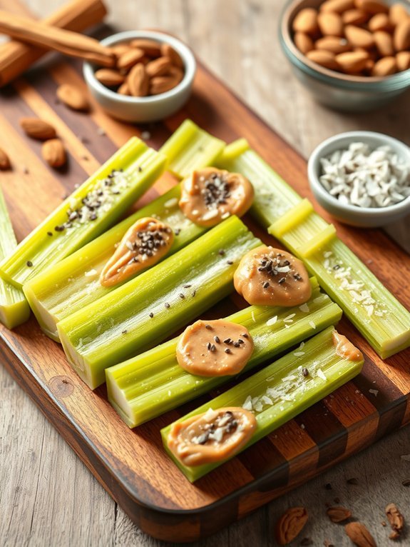 celery filled with almond butter