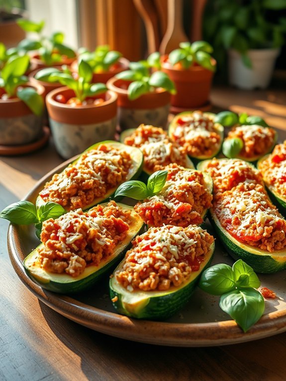 cheesy stuffed zucchini boats