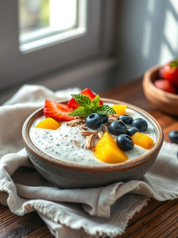 chia pudding topped with fruit