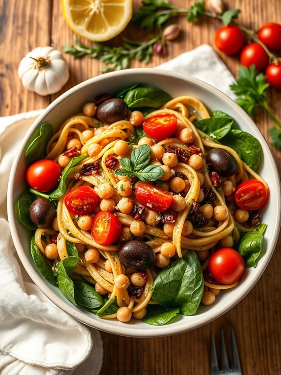 chickpea pasta with mediterranean flavors