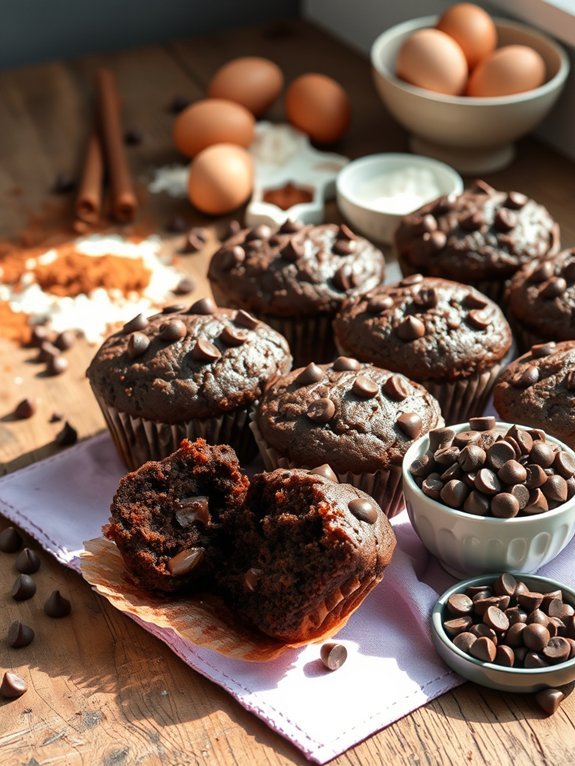 chocolatey muffin baking recipe