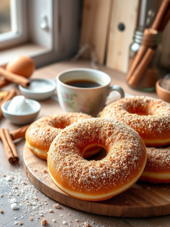 cinnamon sugar coated donuts