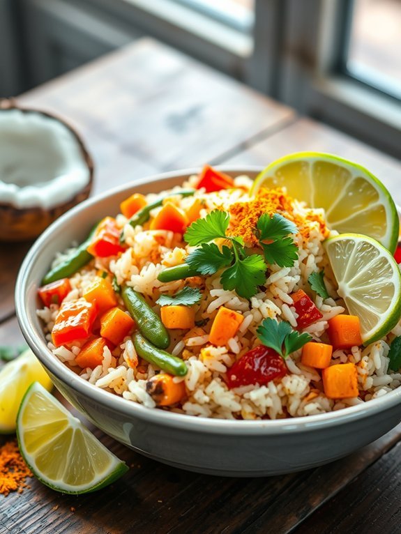 coconut infused vegetable rice