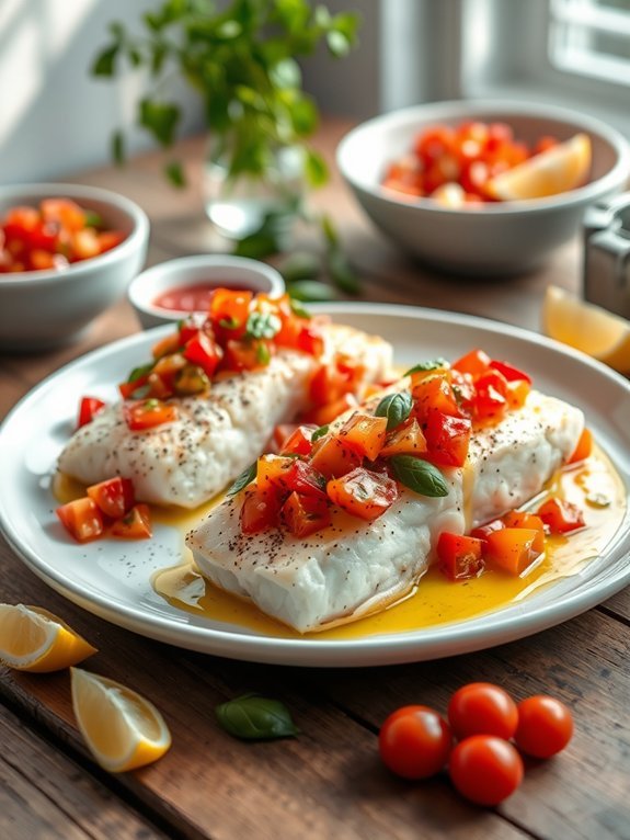 cod topped with salsa