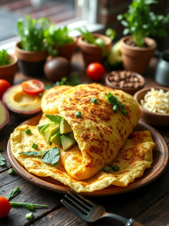 creamy avocado filled omelet