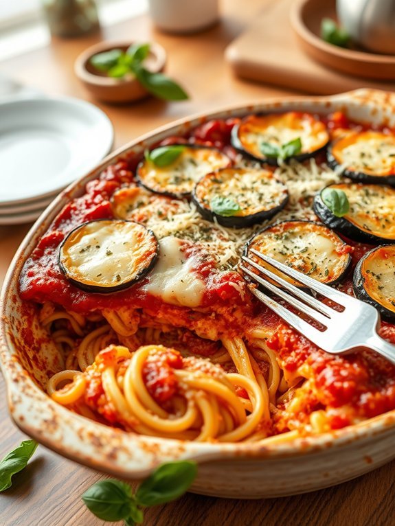 creamy baked eggplant pasta