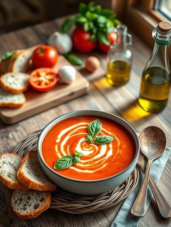 creamy basil infused tomato soup