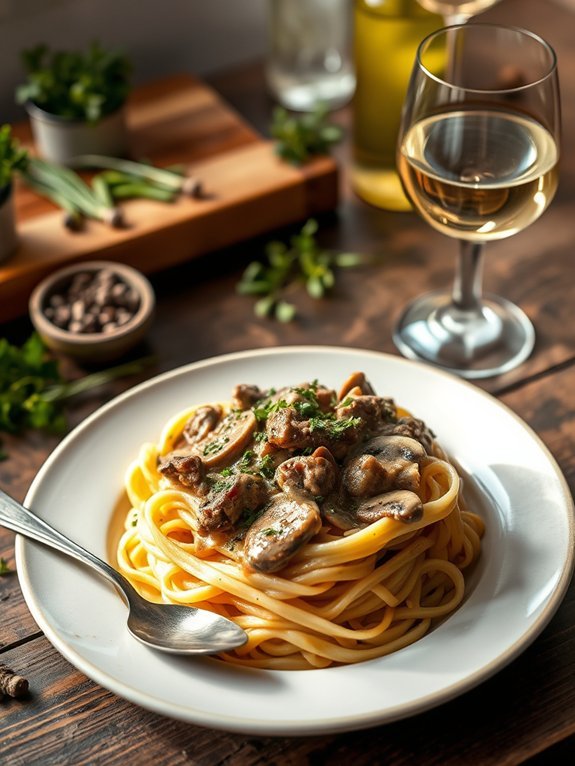 creamy beef pasta dish