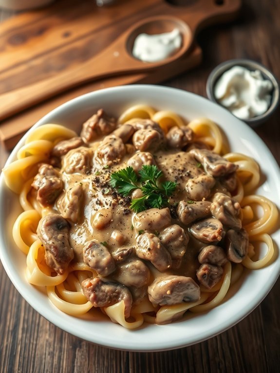 creamy beef pasta dish