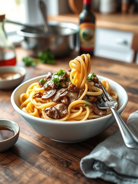 creamy beef pasta dish