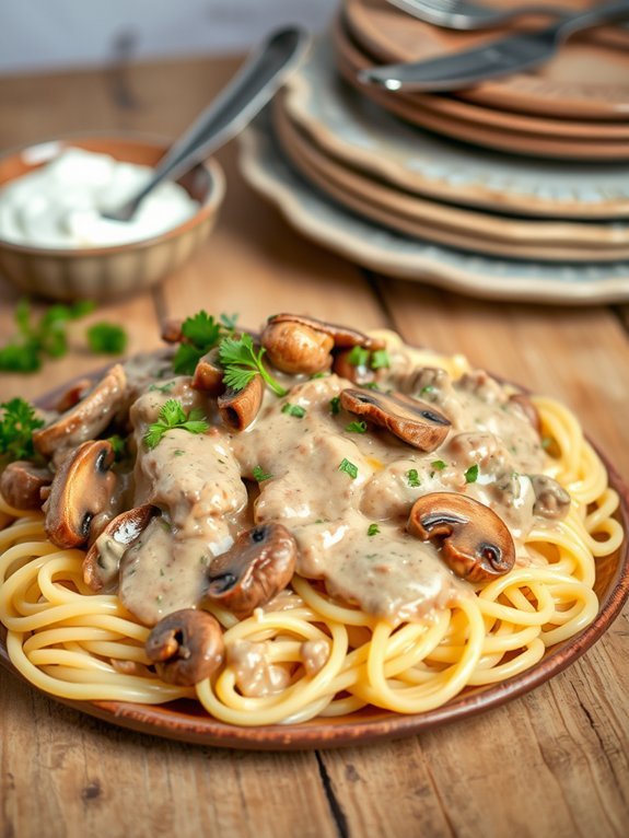 creamy beef pasta dish