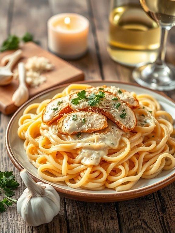 creamy chicken alfredo dish