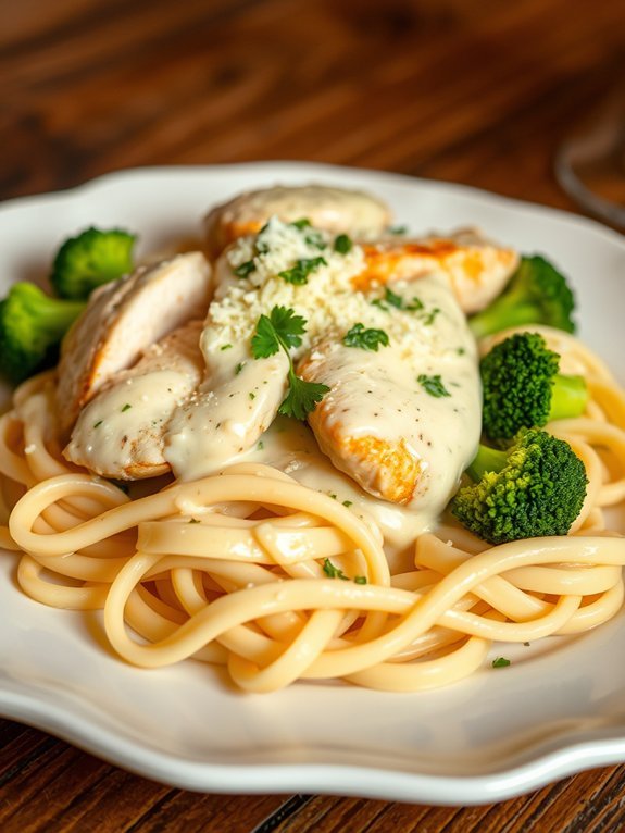 creamy fettuccine with broccoli