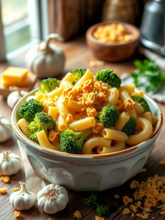 creamy macaroni with broccoli