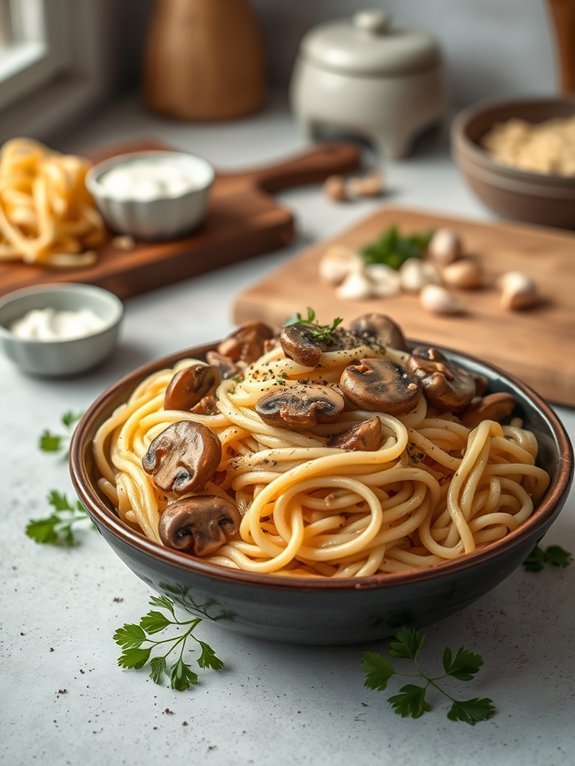 creamy mushroom pasta dish