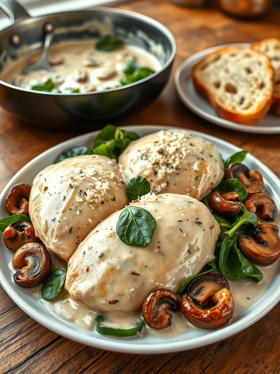 creamy mushroom spinach chicken