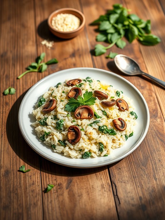 creamy mushroom spinach risotto