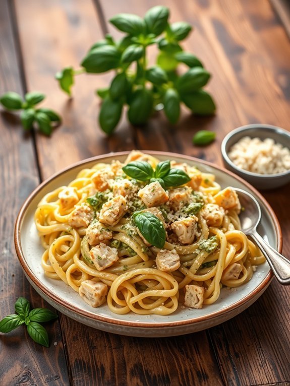 creamy pesto chicken pasta