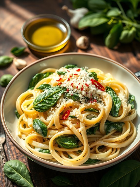 creamy spinach ricotta pasta