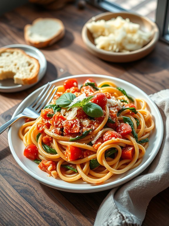 creamy spinach tomato pasta