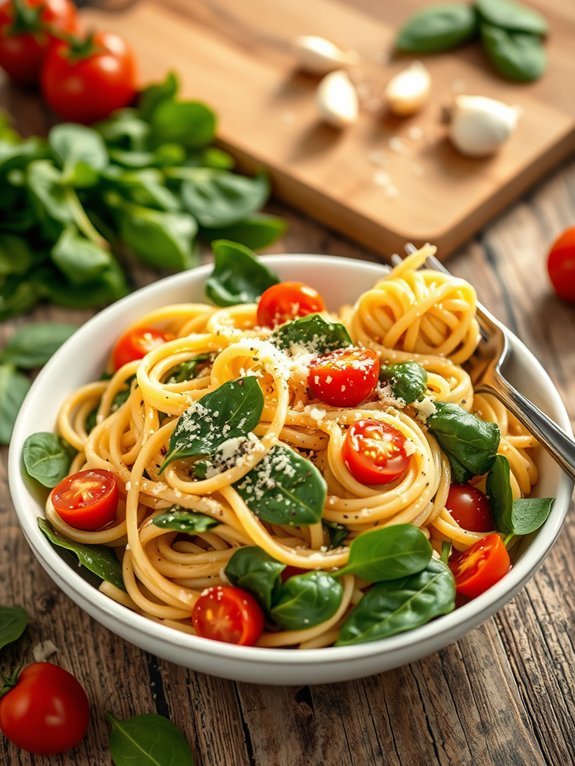 creamy spinach tomato pasta