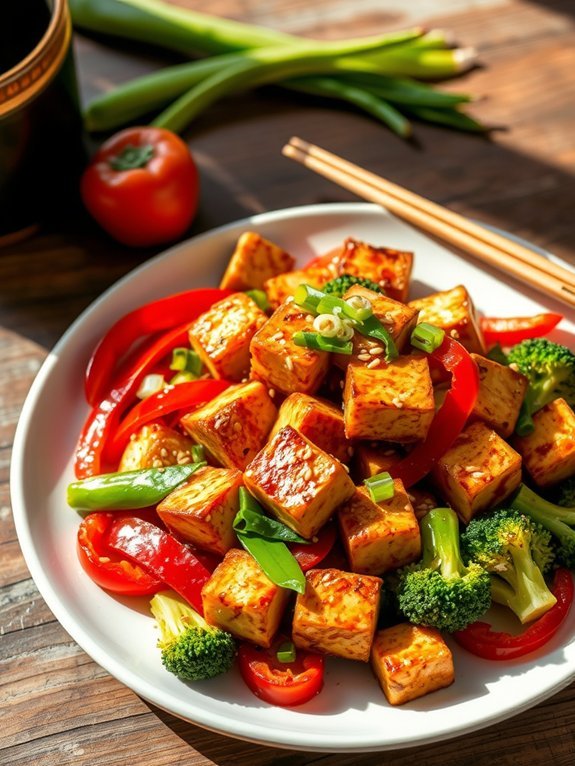 crispy tofu vegetable dish