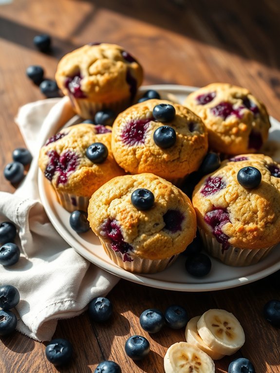 delicious blueberry banana muffins