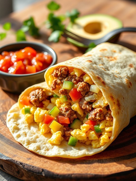 delicious breakfast wrapped burrito