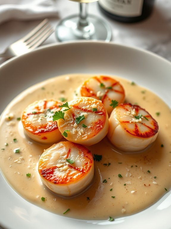 delicious creamy garlic scallops