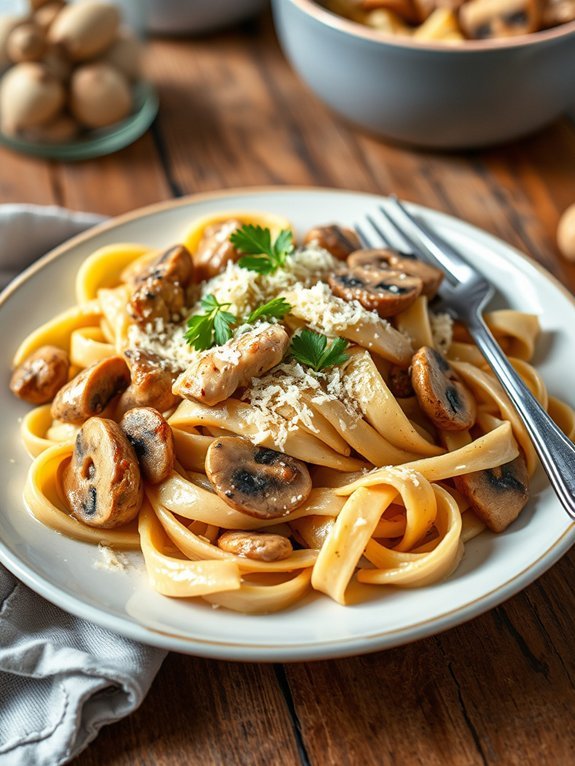 delicious creamy mushroom pasta