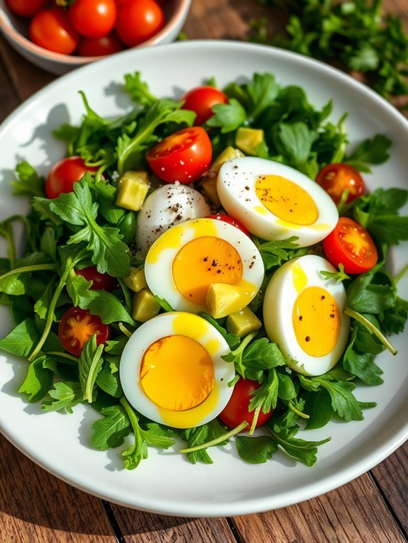 fresh greens with eggs