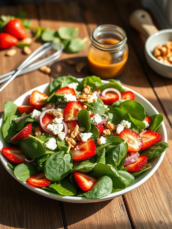 fresh spinach and strawberries