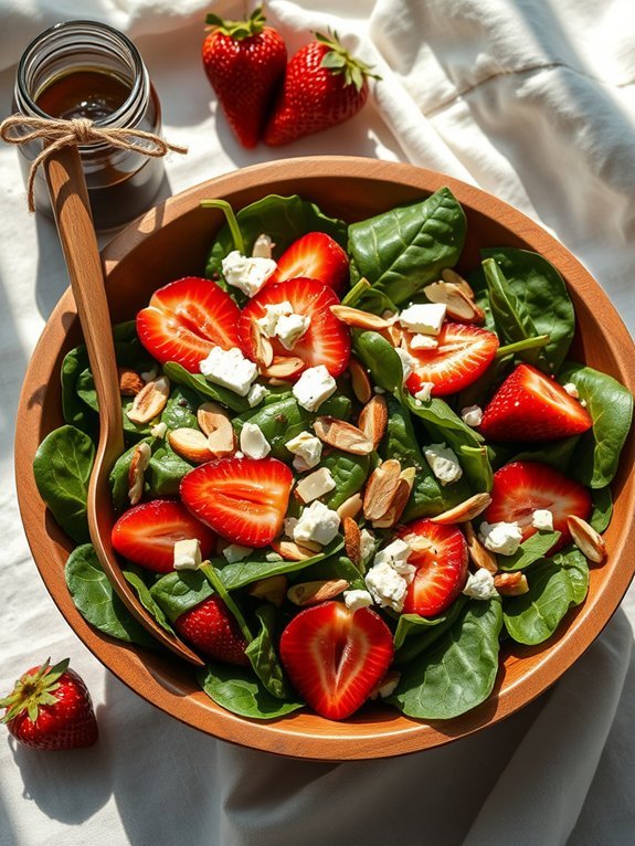 fresh spinach sweet strawberries