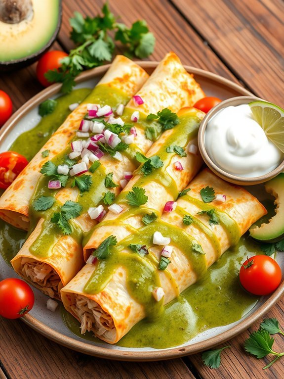 green sauced chicken enchiladas