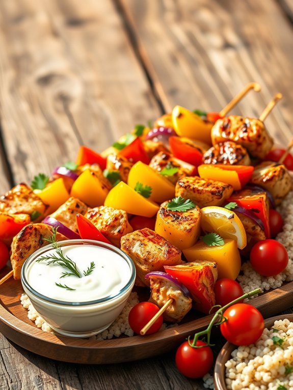 grilled chicken on skewers