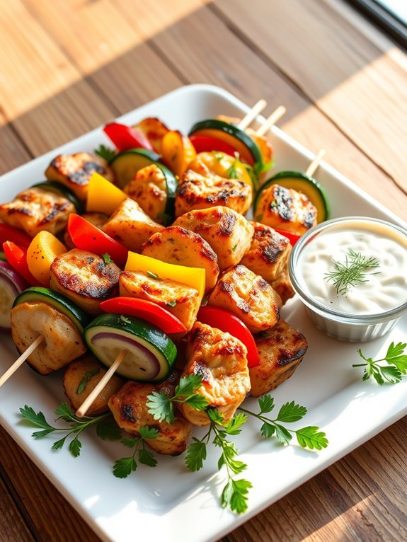 grilled chicken vegetable skewers