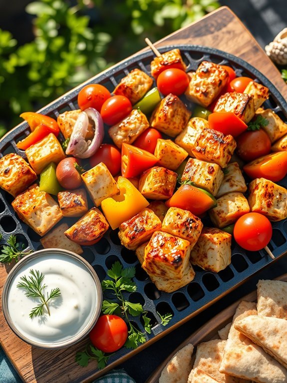 grilled marinated chicken skewers