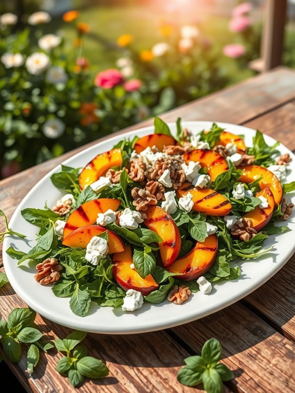 grilled peach arugula salad