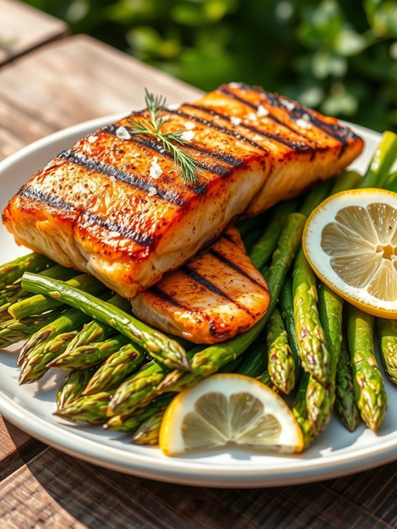 grilled salmon asparagus dish