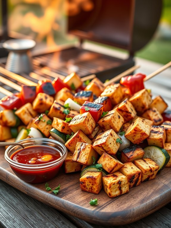 grilled tofu on skewers