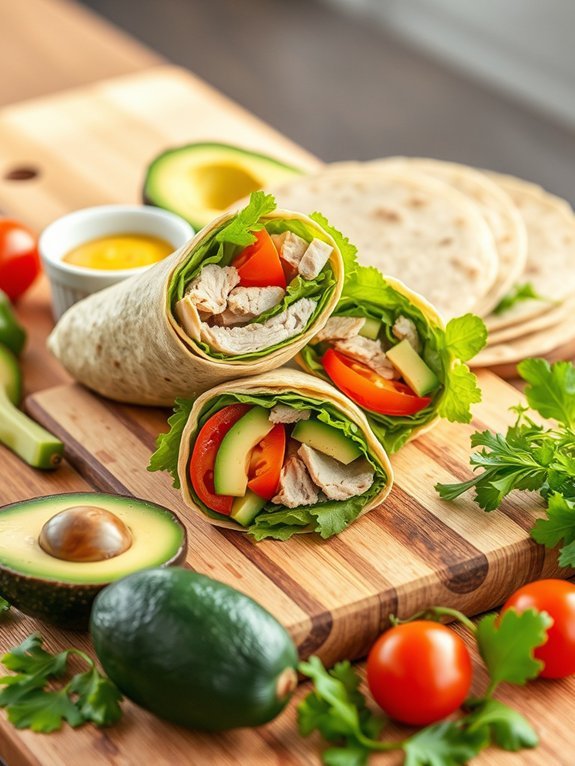 healthy turkey avocado wraps