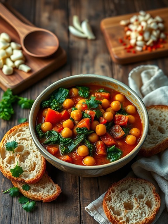 hearty chickpea spinach stew