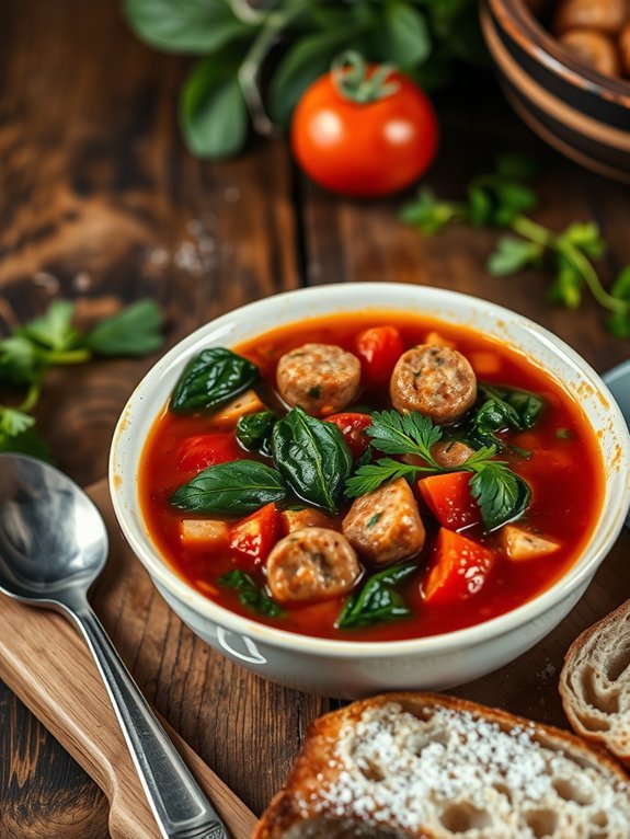 hearty sausage and spinach soup