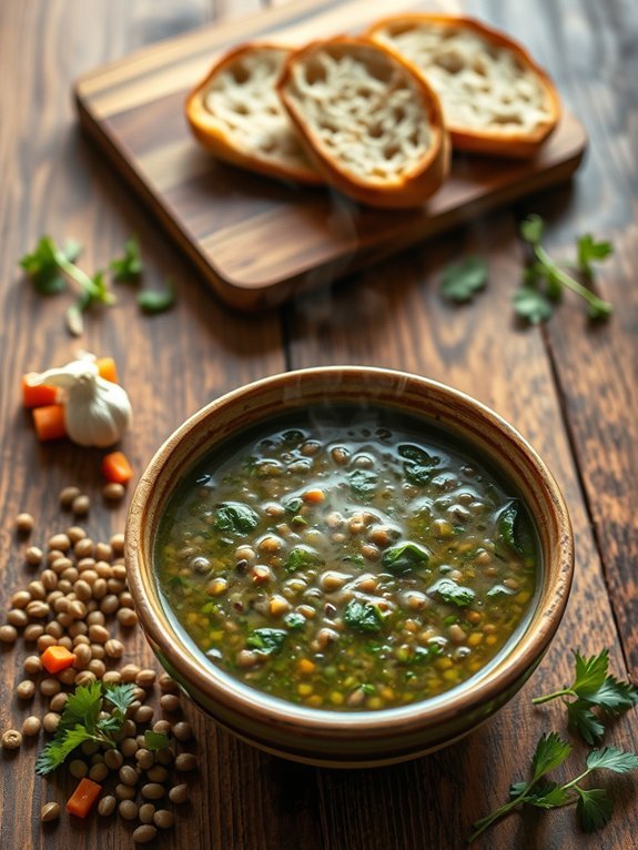 hearty spinach lentil soup