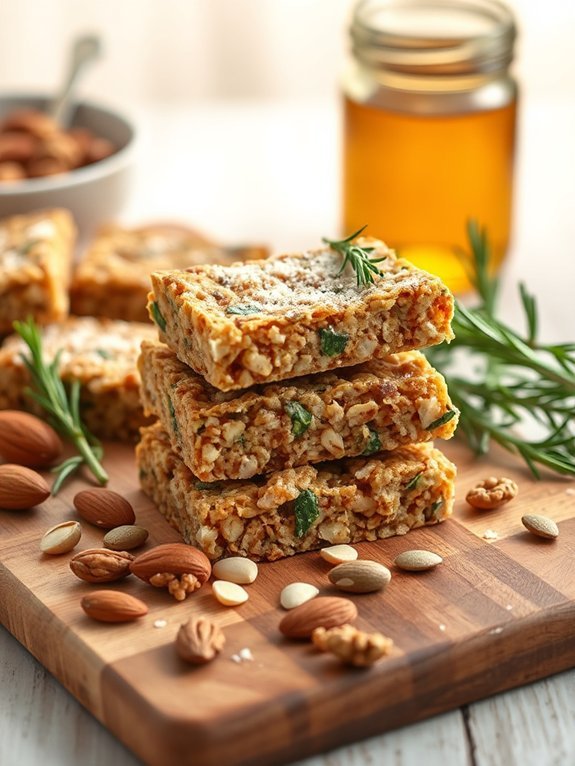 herb infused cheesy granola bars